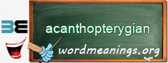 WordMeaning blackboard for acanthopterygian